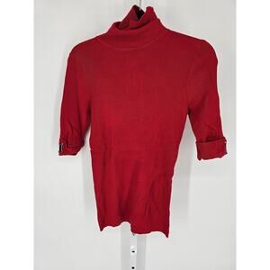 Promise Studio Women's 1/2 Sleeve Red Ribbed Turtle Neck Sweater Size L